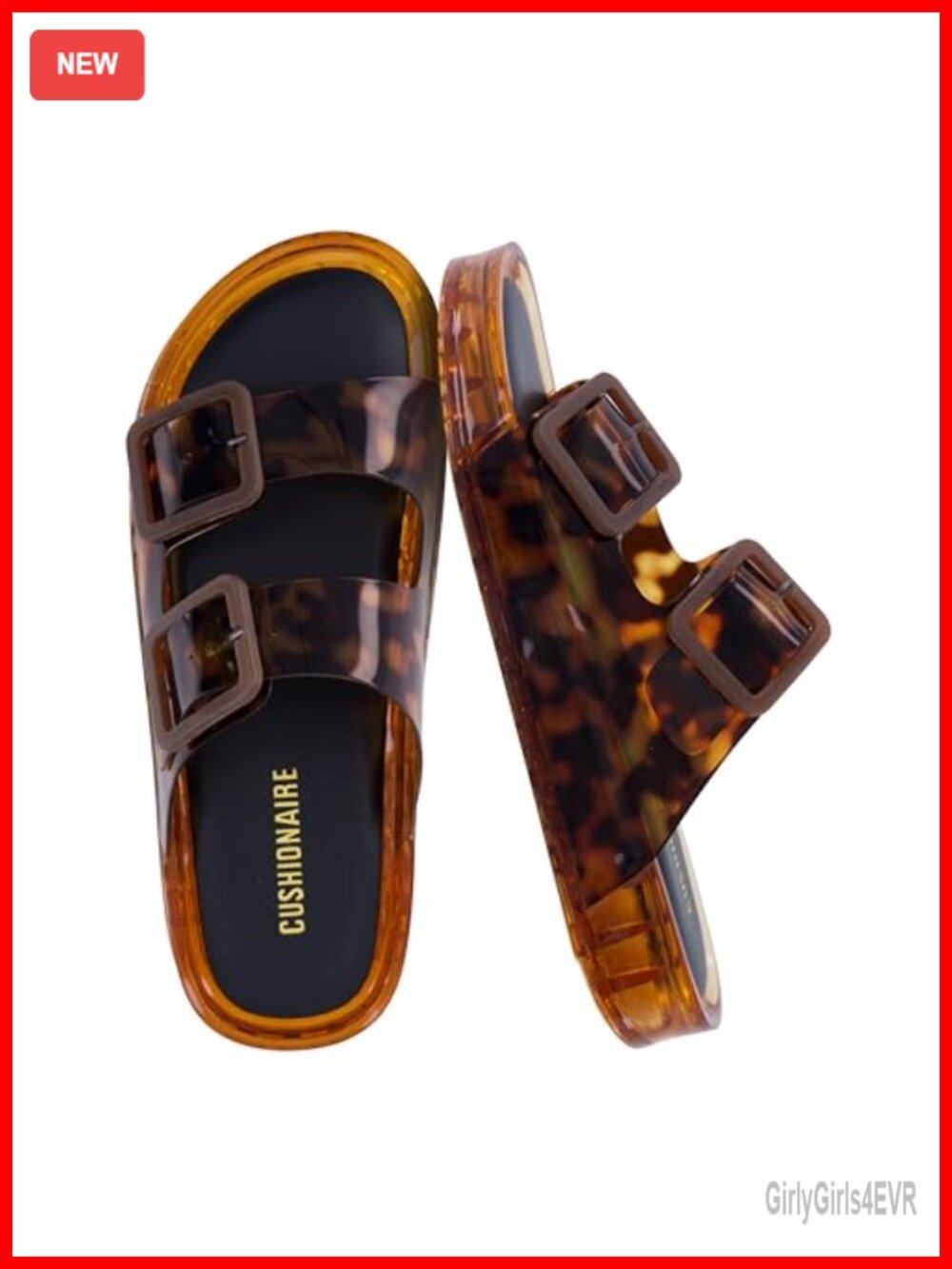 Cushionaire Pool Slides Women Water Resistant Double Buckle Adjustable Slip-On
